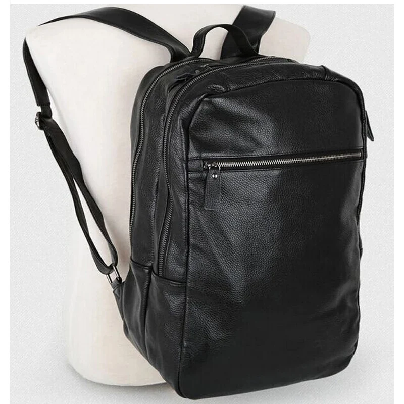 2019 New Korean Genuine Leather Men's Backpack Black Fashion backpack Leather School Bag bookbag Male Rucksack Male Knapsack
