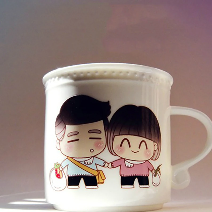 Специальные Дизайн Цвет изменение Чашки Кружки мультфильм творческий с ложкой