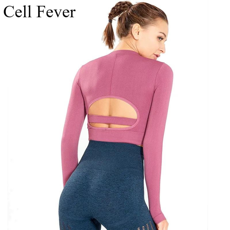Female Sport Top Long Sleeve Crop Tops Yoga Gym Fitness Shirt Running Training Clothes For Womem Workout Solid Quick-Dry T-Shirt | Спорт и