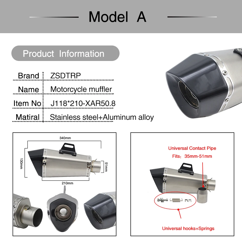 Выхлопной глушитель Alconstar 51 мм для мотоцикла мотокросса AkYoshimura FZ1 R6 ZX6R ZX10 Z900 1000 GSXR650
