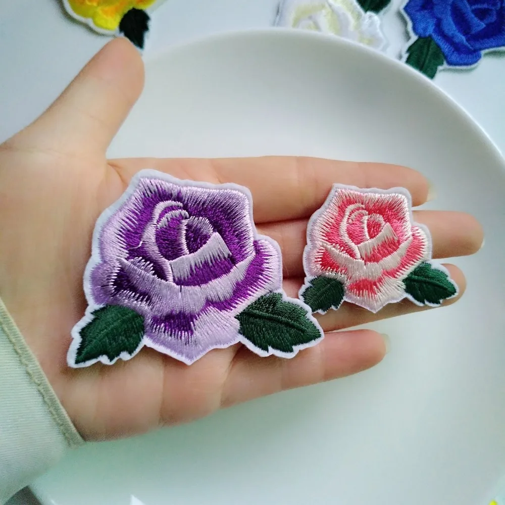 60 шт. вышитые розы ZHUTOUSAN разные цвета|flower iron on|flower on patchesiron patches |