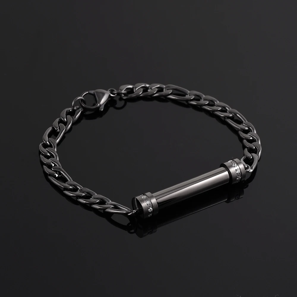 

IJB5020 Stainless Steel Shiny Rhinestone Tube Cremation Jewelry Holder Bracelet Bangles Women Man