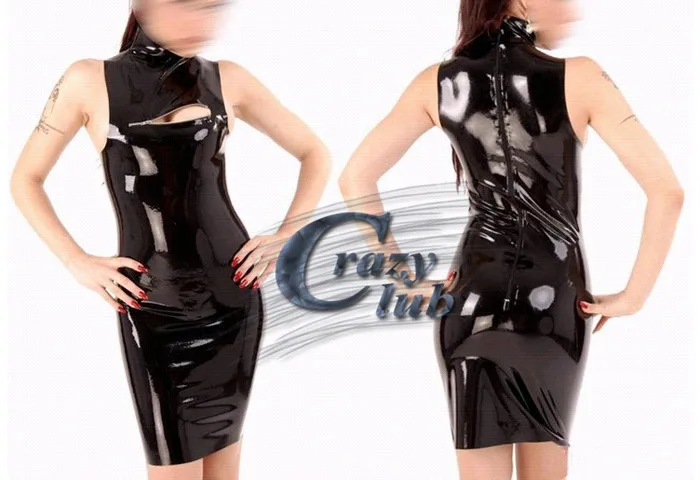

Crazy club_2015 латексное платье Zentai черные латексные цельнокроеные платья без рукавов резиновая Клубная одежда латексная одежда Распродажа