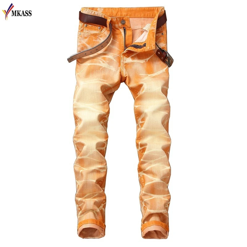 Mens Denim Pants Solid Slim Fit Colored Jeans Men Design Washed Retro Long Stretch Skinny Plus Size 42 Hombre Biker | Мужская одежда