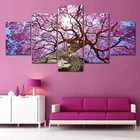 Картина на холсте, с изображением розовых вишневых деревьев, 5 шт.