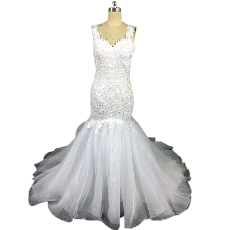 Настоящий дизайн Очаровательная Кружева органзы Русалка Часовня длинным