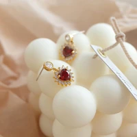 women jewelry earrings new fashion temperament romantic red heart earrings elegant sexy korean