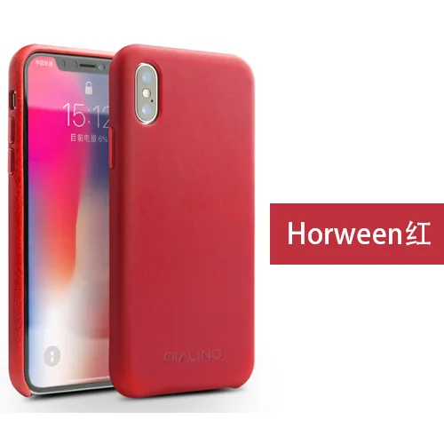 Верхний слой наппа Horween кожаный чехол для телефона для iPhone X XS XR Max роскошный бизнес тонкий кобура задняя крышка для iPhone XS XR Max - Цвет: Horween red