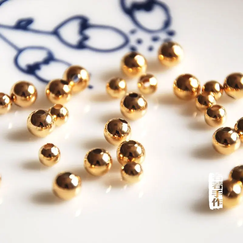 10 шт./лот круглые бусины золотого цвета для самостоятельного изготовления
