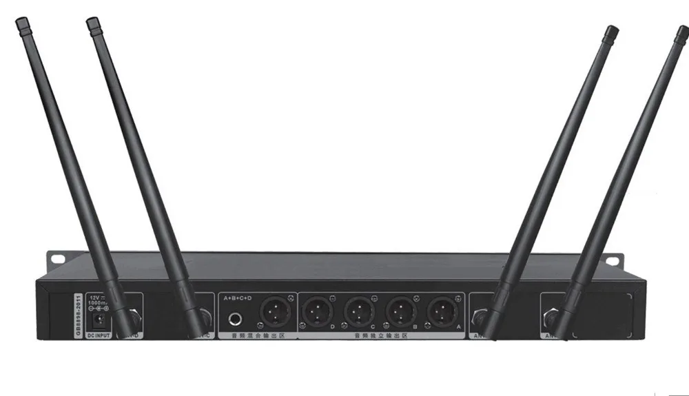 Bolymic Профессиональный 4 канала PLL UHF Wireess Lavalier отворотом микрофонная система micro