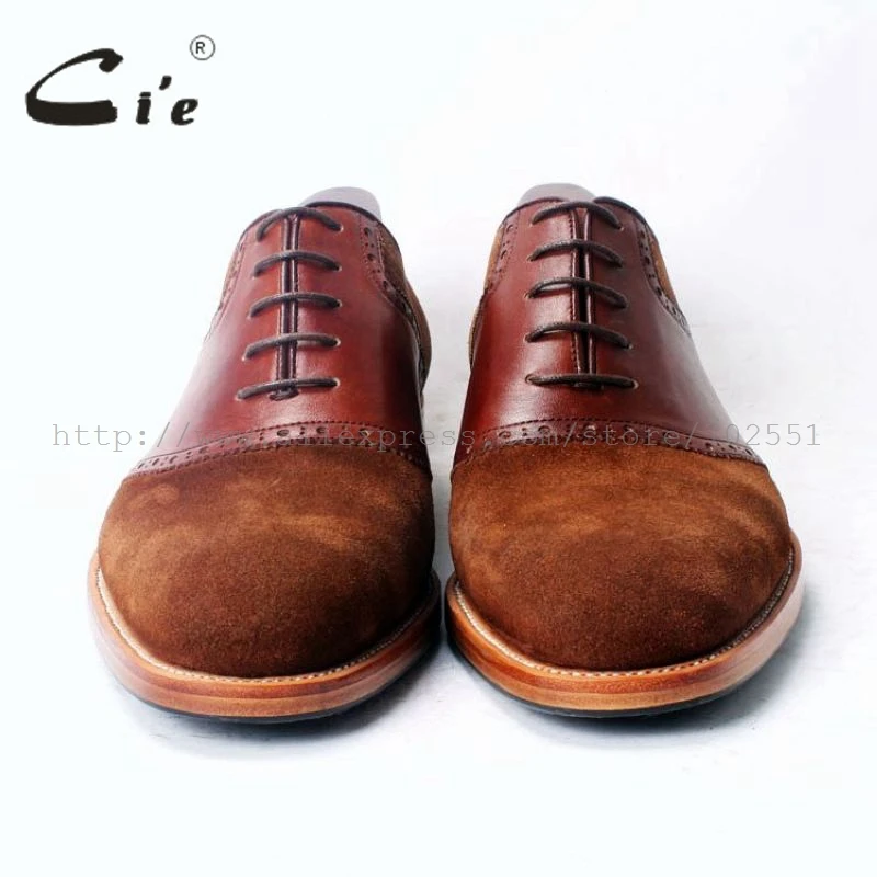 Коричневая замша cie с круглым носком смешанные цвета коричневая телячья кожа 100%