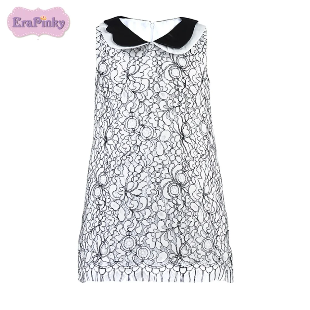 Erapinky простой черный/белый цветочный повседневные платья для детей модная одежда