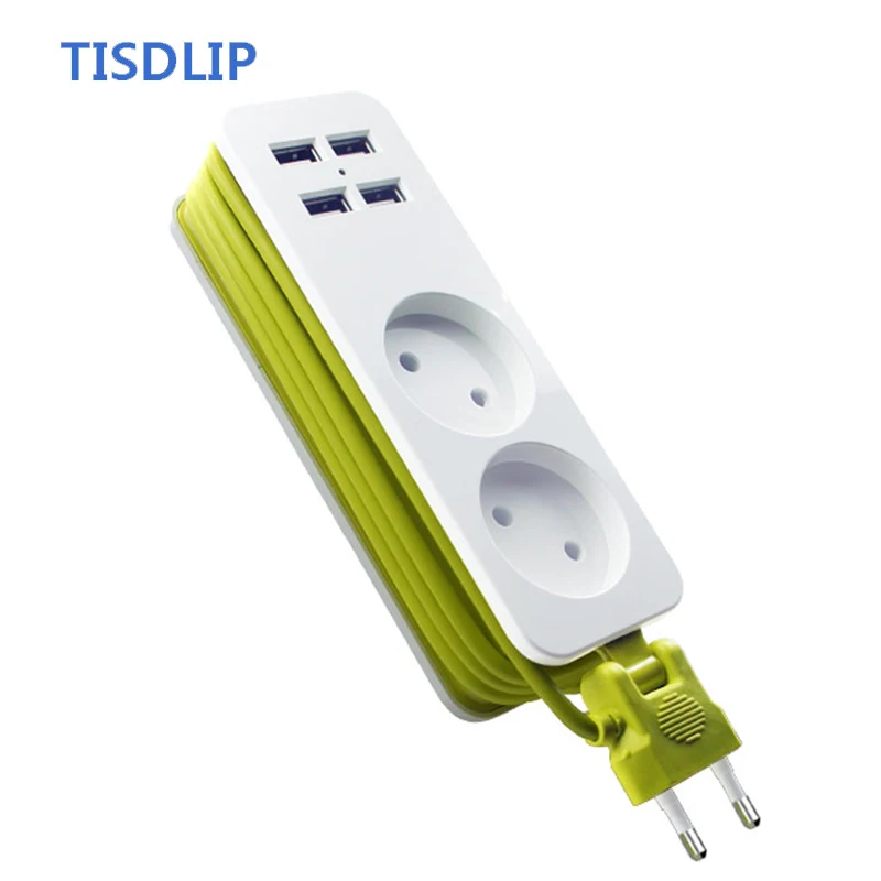 TISDLIP 2 переменного тока 4 USB Мощность ленты электронный защита розетки от скачков