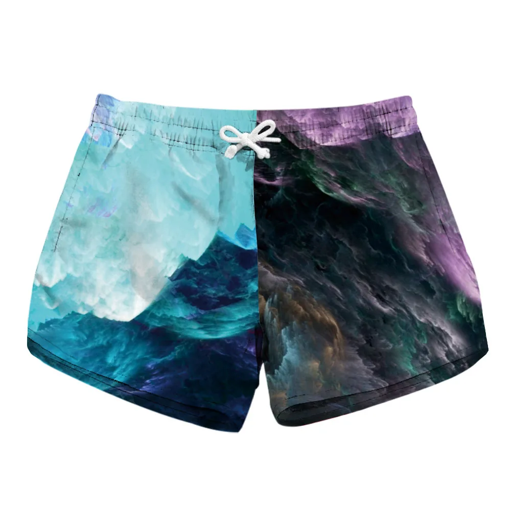 

New 2018 Trendy fashion Women Shorts Summer Beach Casual Variety mountain pattern print Loose Shorts Hot women board short