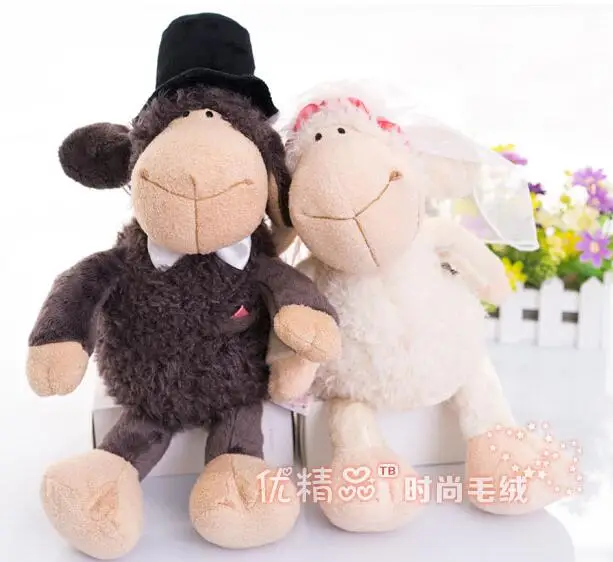 Фото Candice guo! Супермилая плюшевая игрушка милая пара овец платье на свадьбу мягкая