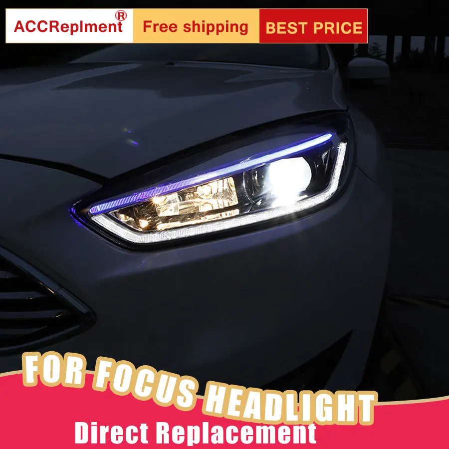2 шт. светодиодный фары для Ford Focus 2015-2018 Автомобильные ангельские глазки комплект
