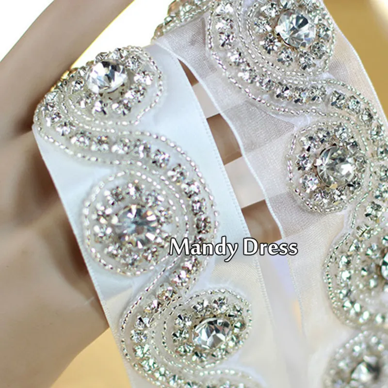 Mandy 2016 Wedding Accessories Appliqued Artificial Diamonds Handmade Manual Cutting Wavy Soft Yarn or Satin Belts | Свадьбы и