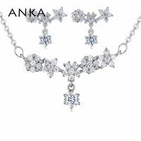 anka fashion luxury flower zircon necklace earrings jewelry sets gold color romantic for women jewelry weddings sets 25879