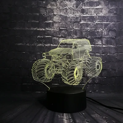 Роскошный автомобильный 3D светодиодный ночник, декоративный светильник USB, светильник для сна, 7 цветов, USB База для мальчиков, Детский Рождественский Радиоуправляемый пульт дистанционного управления - Испускаемый цвет: 6