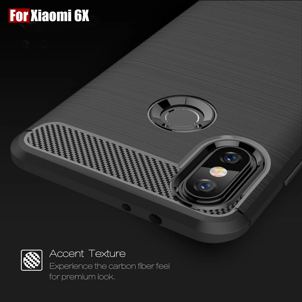 Мягкий чехол Tomkas из ТПУ для Xiaomi Mi 6X силиконовый мягкий углеродного волокна с