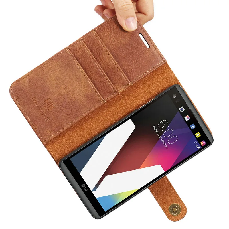 DG. MING для LG V20 Роскошный Ретро чехол из натуральной кожи съемный бумажник 2 в 1