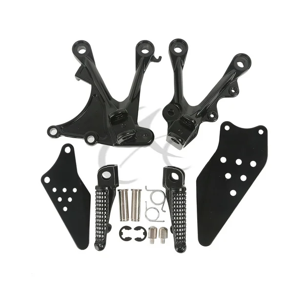Черный Мотоциклетные Передние Подножки для ног Набор для KAWASAKI NINJA ZX6R ZX-6R ZX636 2005-2008 2006 2007 черный серебристый - Цвет: Черный