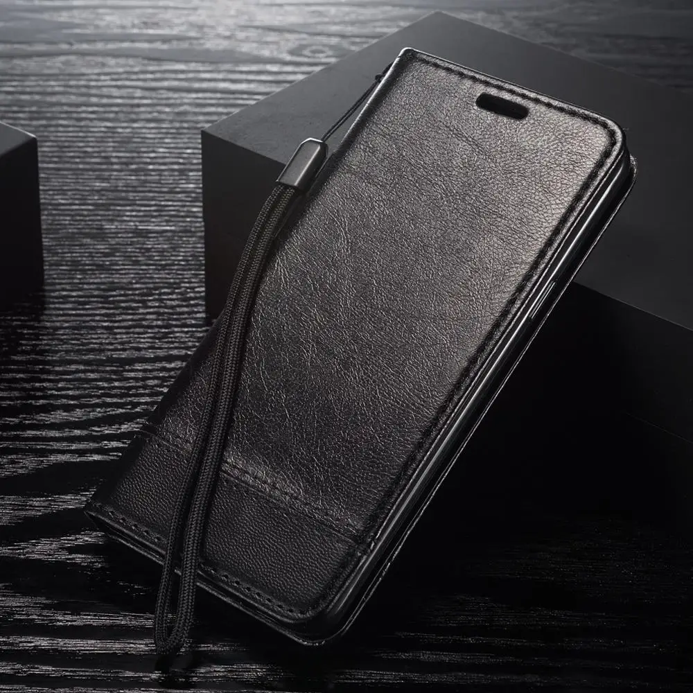 Кожаный флип-чехол на магните для samsung Galaxy S7 S6 edge S8 S9 S10 Plus S10E Lite Роскошный чехол-бумажник с отделением для карт - Цвет: Черный