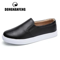 dongnanfeng women ladies female gril genuine leather white shoes flats platforn sneakers slip on soft vulcanized shoes zqmf 960