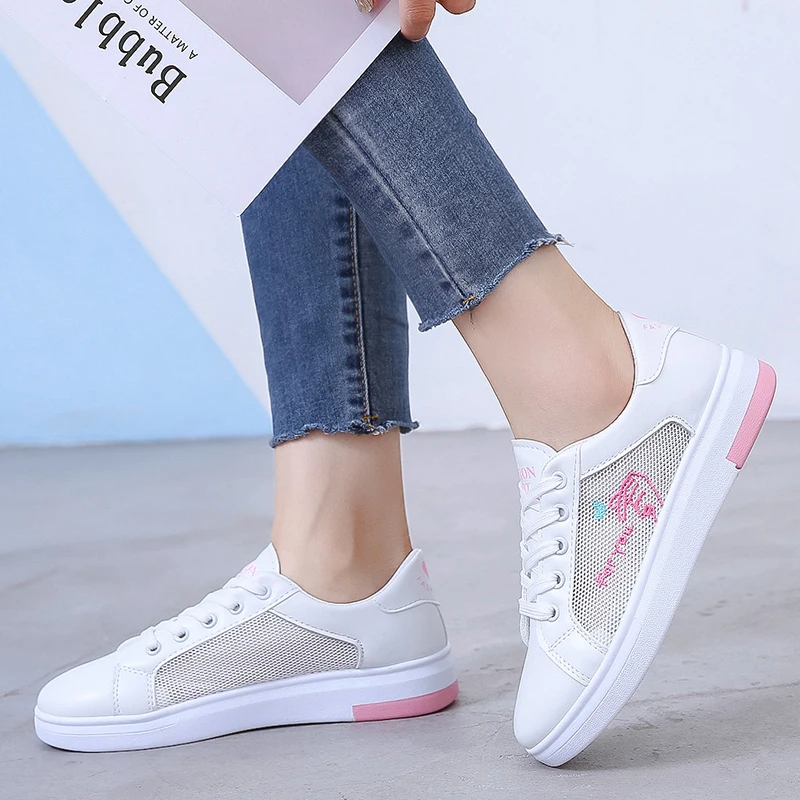 Новинка весны 2019 дизайнерские дышащие белые туфли женские кроссовки на