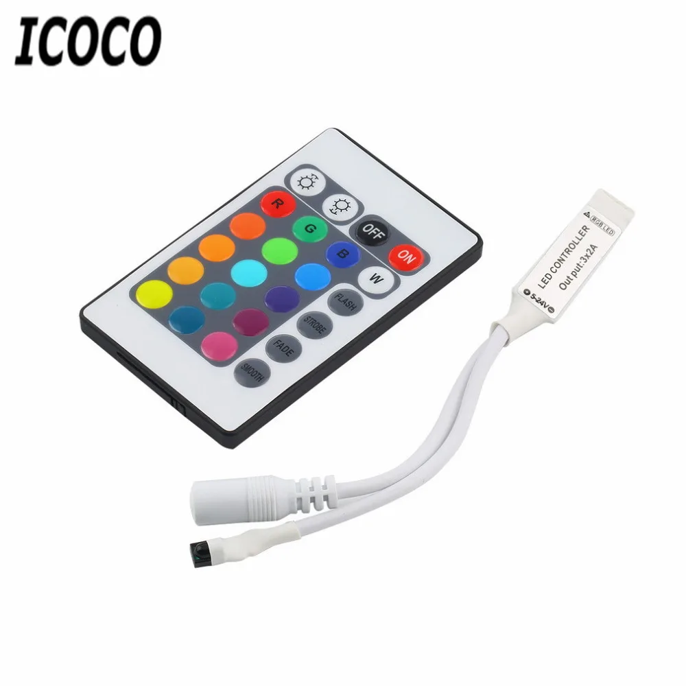 ICOCO мини 24-кнопочный ИК пульт дистанционного управления для SMD3528 SMD5050 RGB
