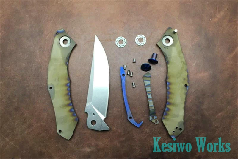 Keyiwo складной охотничий нож с титановой ручкой 59HRC D2 лезвие для кемпинга на открытом воздухе для выживания тактический карманный нож для подшипников инструменты