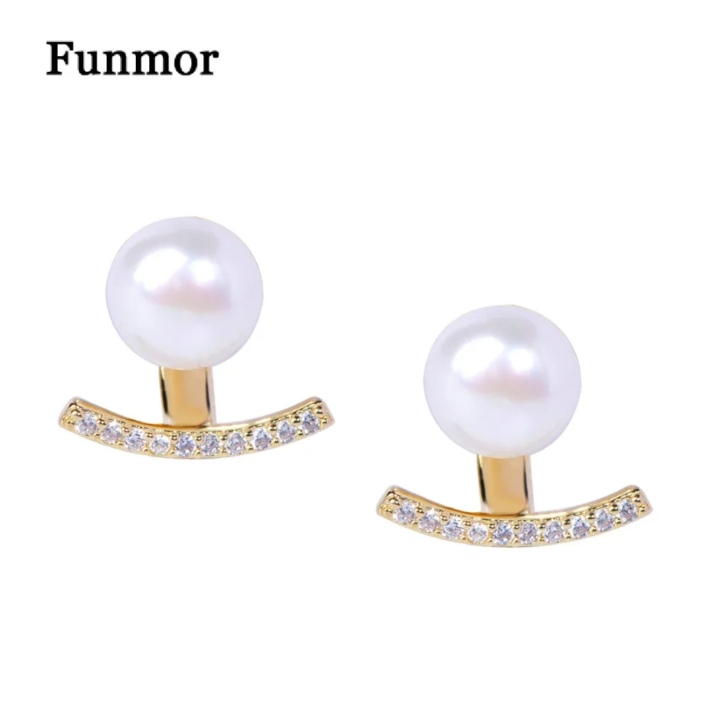 FUNMOR кубического циркония Съемная серьги искусственный жемчуг специальные