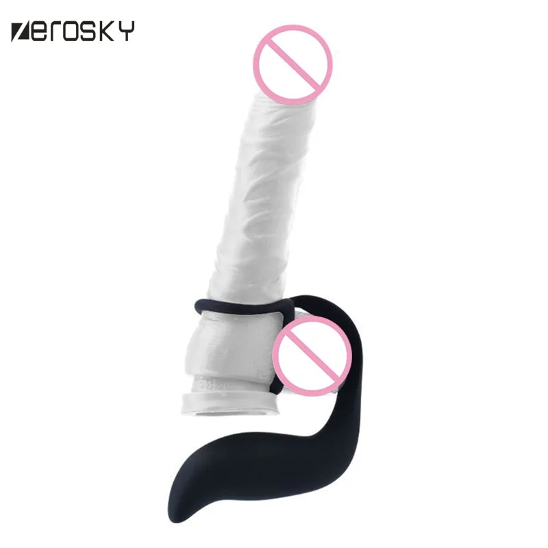 Zerosky Male Prostate Stimulation Massager Anal Plug Intimate Sex Products for Men Double Ring Strap on Dildo Vibrator |