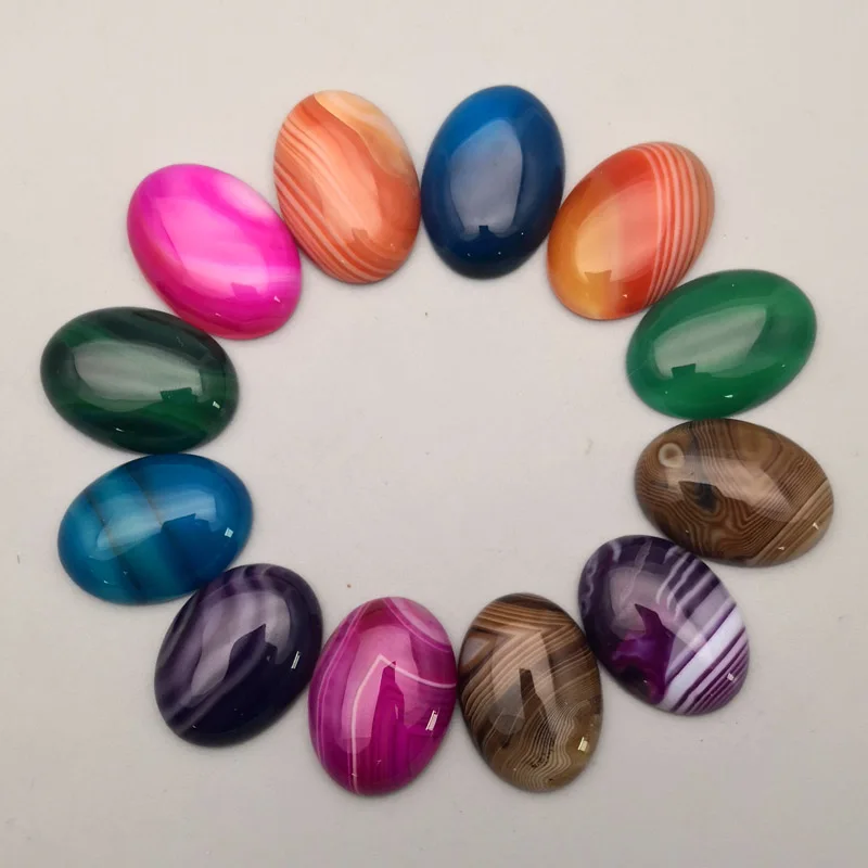 

mixed Striped onyx natural stone beads for jewelry making 25X18MM cab cabochon fashion Ring accessories 12Pc no hole