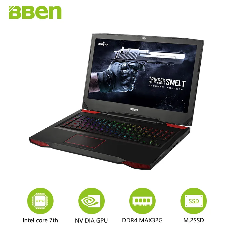 

Ноутбук Bben с диагональю 17,3 дюйма, Wi-Fi, IPS 1920x1080P, процессор GTX1060 6 ГБ GDDR5 16 Гб DDR4 RAM, i7-7700HD Гб SSD, 256 HDD