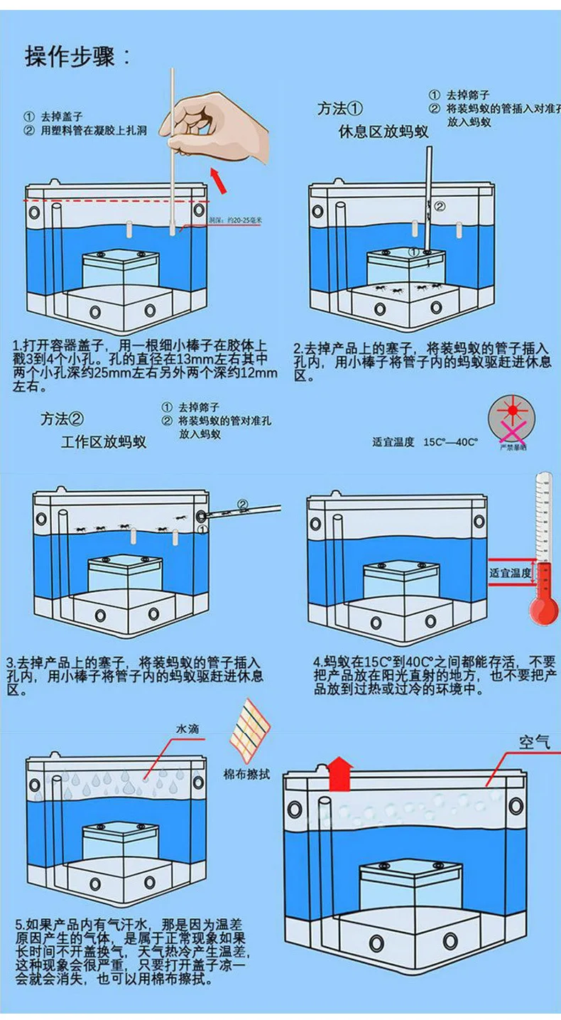 Муравьиная ферма муравей дом замок красочная коробка для кормления насекомых муравьиная Клетка ящик для насекомых детский сад Эко-игрушка образовательная модель