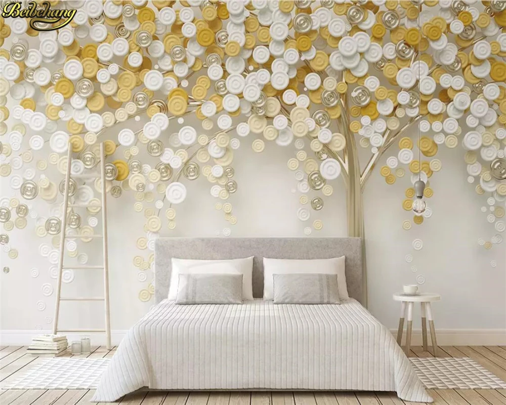 

Beibehang пользовательские обои роспись круг 3d трехмерное дерево золотое дерево удачи фон настенные бумаги домашний декор