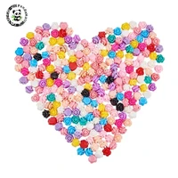 50pcs 9x7mm flat back black hotpink white opaque rose flower resin beads for jewelry making diy bracelet necklace hole 1mm