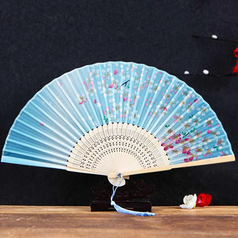 Bauhinia pattern Японский складной веер китайский характерный Шелковый Вентилятор вишневый цвет и ветер ремесло древний складной маленький портативный вентилятор-4 - Цвет: Bauhinia pattern