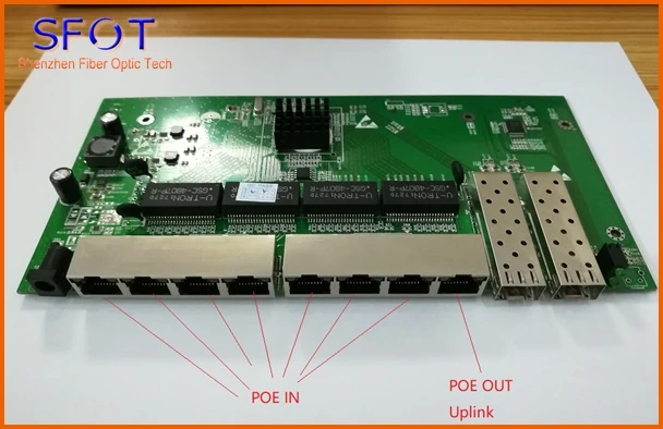 8 port 10/100/1000M Ethernet reverse poe switch with 2 SFP Port, port 1~7 POE IN and port 8 POE OUT, not manageable hot sell 8 port 10 100 1000m ethernet unmanaged pse switch 7 port pd switch 24v 48v reverse poe switch of pcba board