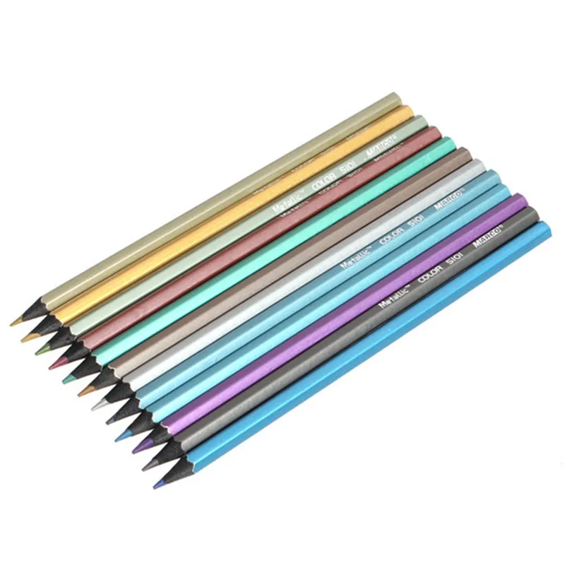 12 pcs Colorful Metallic Non-toxic Drawing Pencils Sketching Finest | Игрушки и хобби