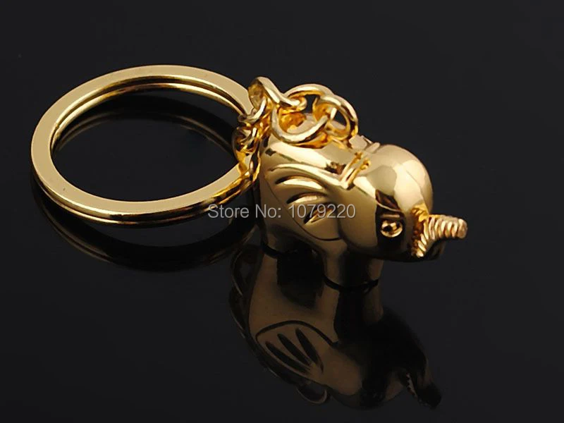 HJ золотой брелок из сплава слона полированный хром Классический 3D кулон