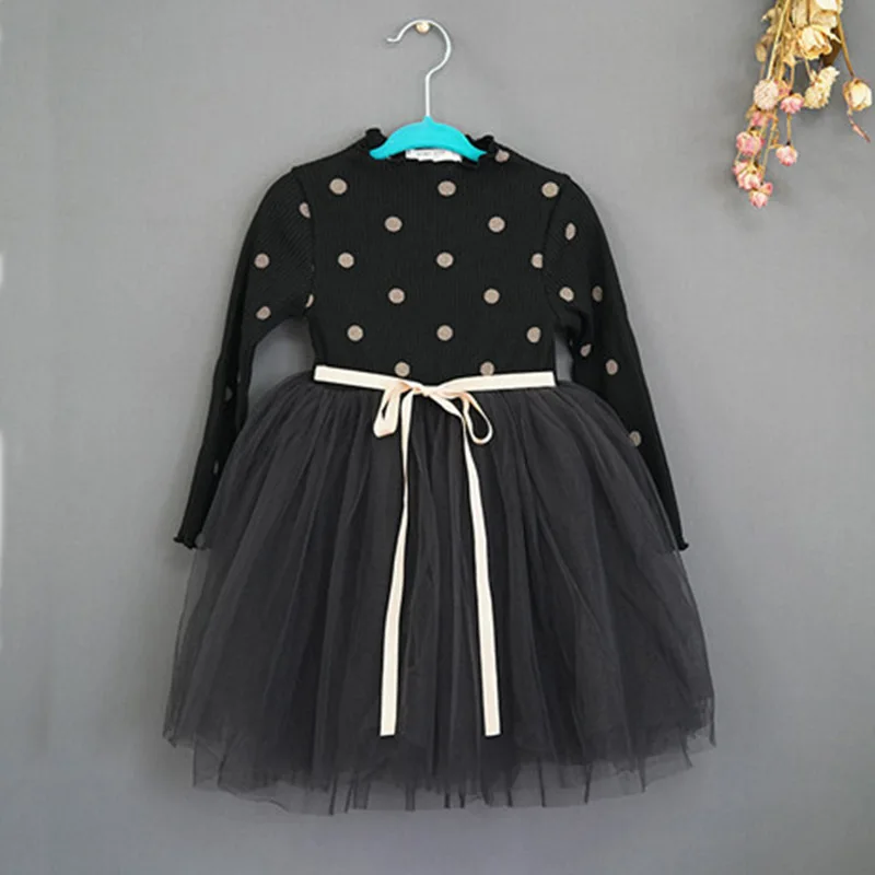 Платье для девочек весна 2019 одежда детей трикотажное Сетчатое платье принцессы в