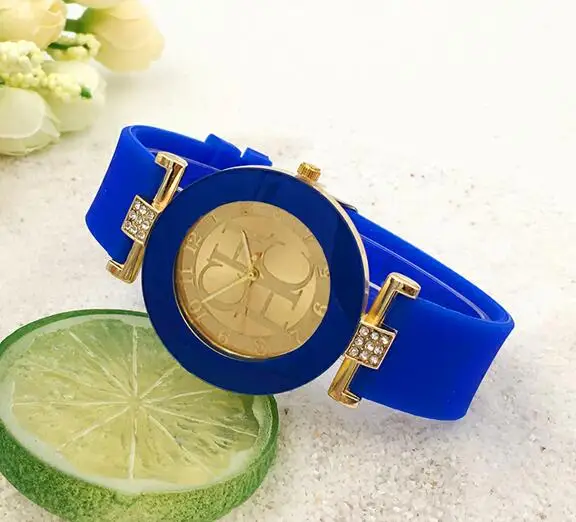 blue Новинка, роскошные Брендовые повседневные кварцевые часы, женские спортивные силиконовые часы Relogios Feminino, золотые женские наручные часы, часы, ярко-красные - Цвет: blue
