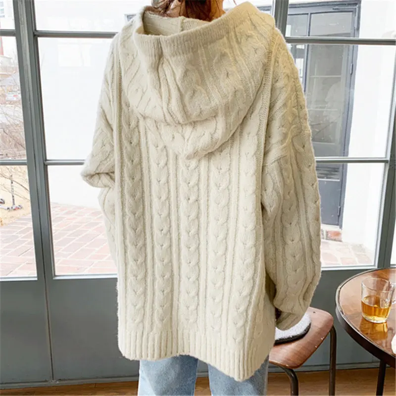 Alien Kitty 2019 Hot Fresh Knitted Simple Elegant Regular Hooded Autumn Thick Student Solid Loose Casual Full-Sleeved Sweaters | Женская