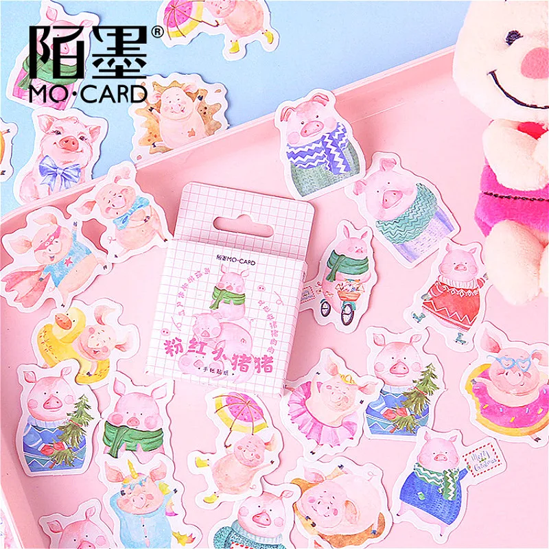 40 шт./компл. канцелярские наклейки розово свиней липкий Бумага милые для