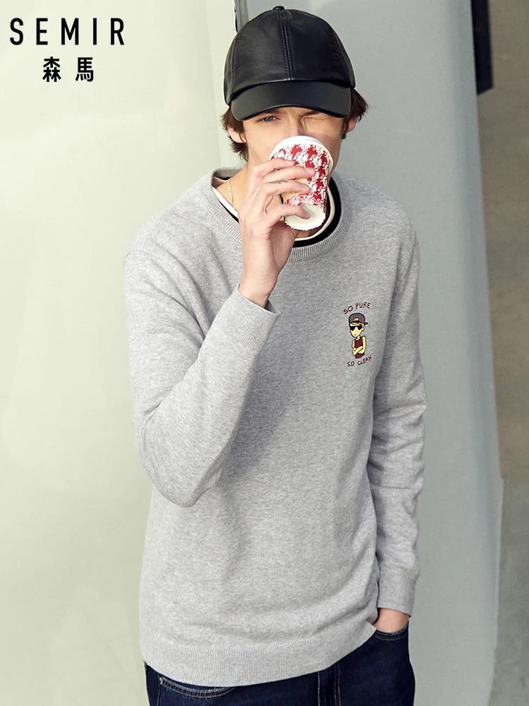Мужской трикотажный свитер с аппликацией SEMIR мужской пуловер ребристыми