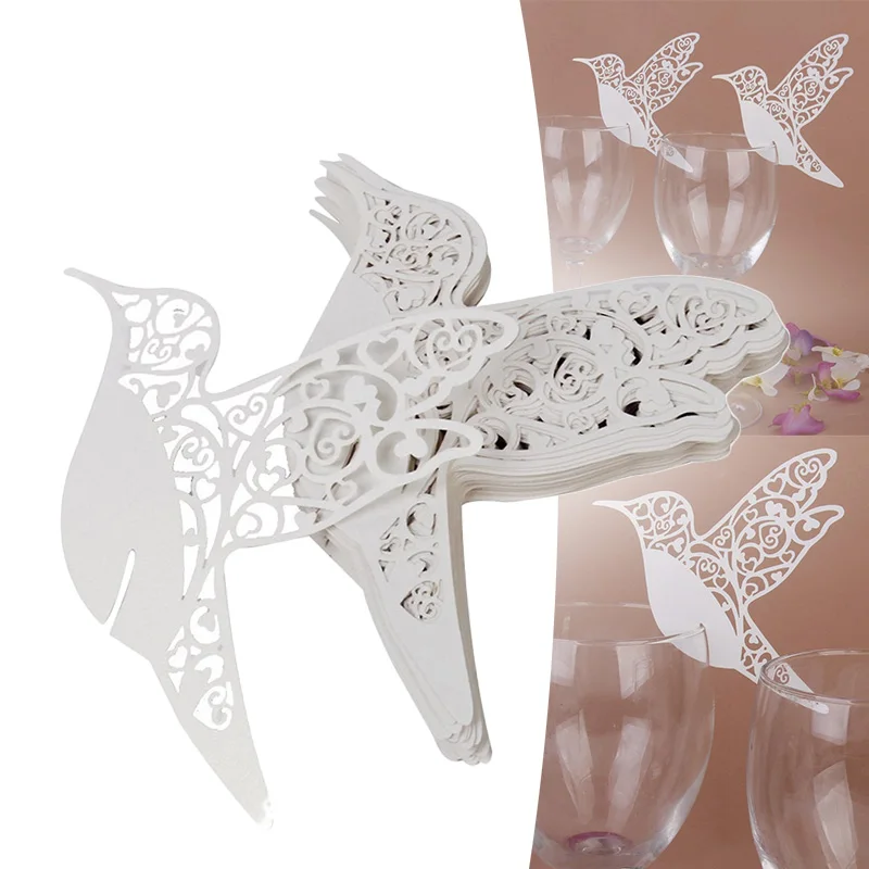 50 шт. белый Колибри посадочные карточки Свадебная вечеринка пользу бокалы для