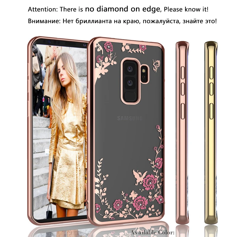 Роскошный чехол подставка из ТПУ с цветочным рисунком для Samsung A6 A8 S8 S9 S10 Plus S10e Note 9 8