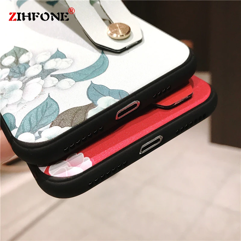 Fundas Flower Holder Strap Case Samsung Galaxy S9 Plus Note 9 Silicone Wristband Cases Coque S8 8 Cover |